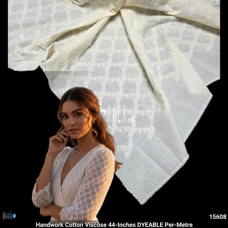 Handwork Cotton Viscose 44-Inches DYEABLE Per-Metre