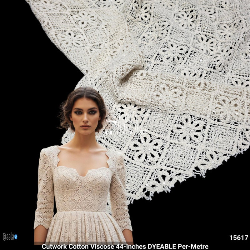 Cutwork Cotton Viscose 44-Inches DYEABLE Per-Metre