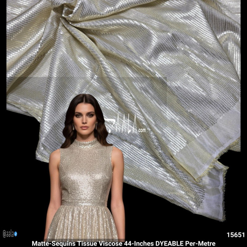 Matte-Sequins Tissue Viscose 44-Inches DYEABLE Per-Metre