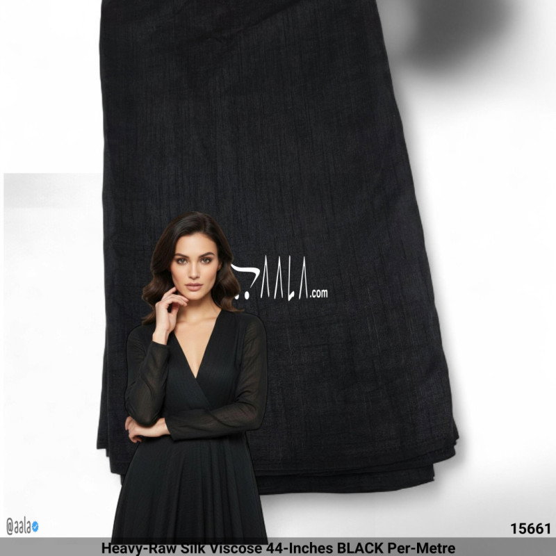 Heavy-Raw Silk Viscose 44-Inches BLACK Per-Metre