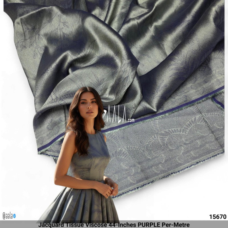 Jacquard Tissue Viscose 44-Inches PURPLE Per-Metre