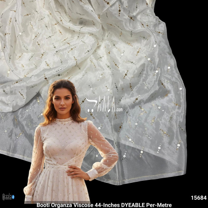 Booti Organza Viscose 44-Inches DYEABLE Per-Metre