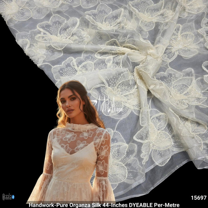 Handwork-Pure Organza Silk 44-Inches DYEABLE Per-Metre