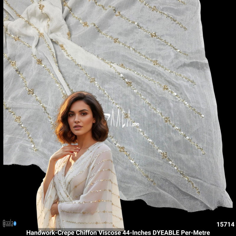 Handwork-Crepe Chiffon Viscose 44-Inches DYEABLE Per-Metre