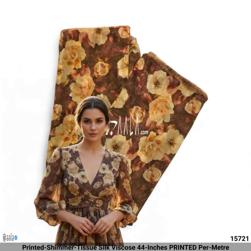 Printed-Shimmer-Tissue Silk Viscose 44-Inches PRINTED Per-Metre