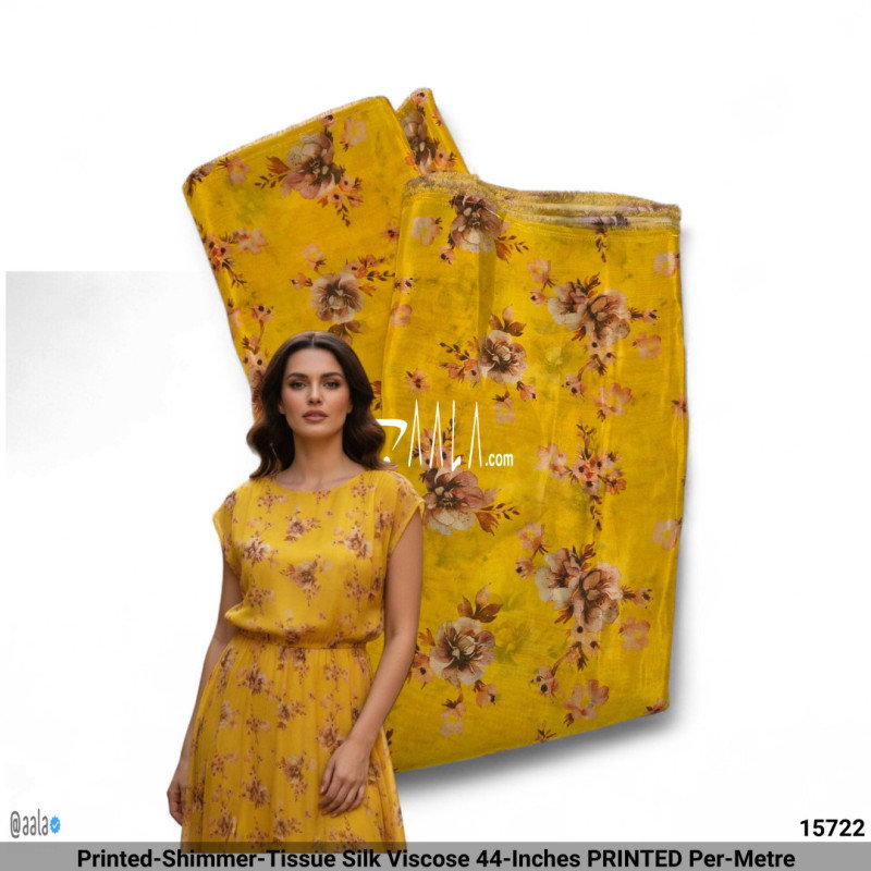 Printed-Shimmer-Tissue Silk Viscose 44-Inches PRINTED Per-Metre