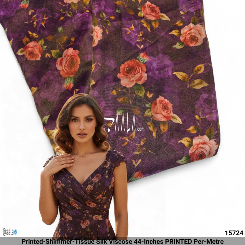 Printed-Shimmer-Tissue Silk Viscose 44-Inches PRINTED Per-Metre