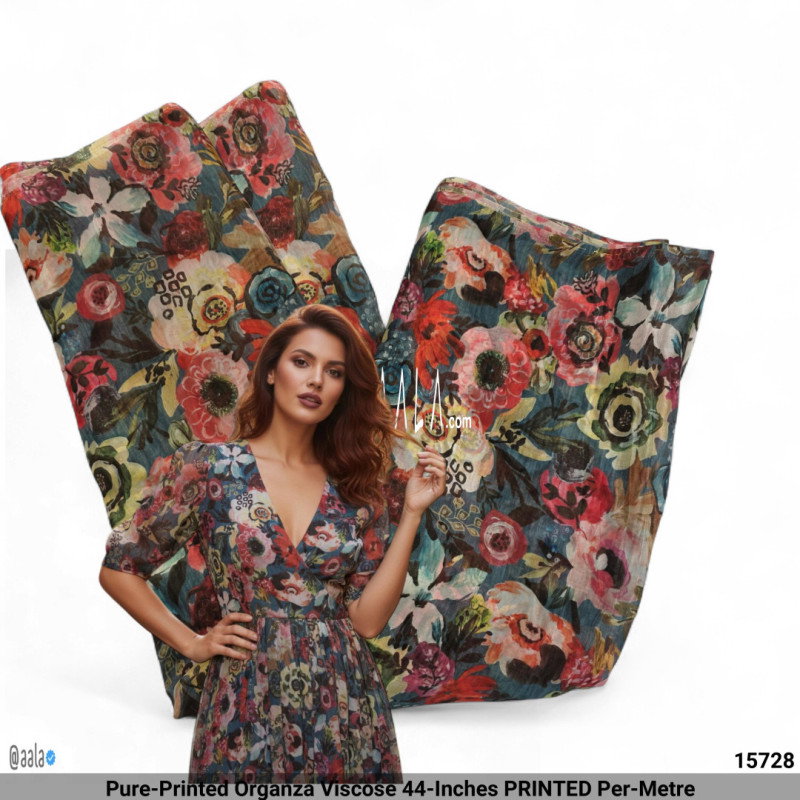 Pure-Printed Organza Viscose 44-Inches PRINTED Per-Metre