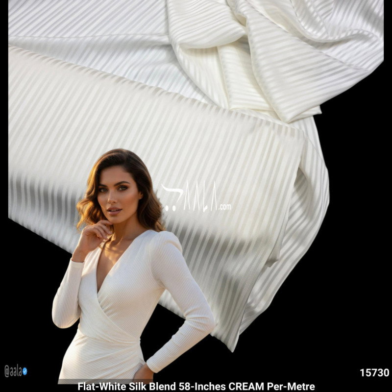Flat-White Silk Blend 58-Inches CREAM Per-Metre