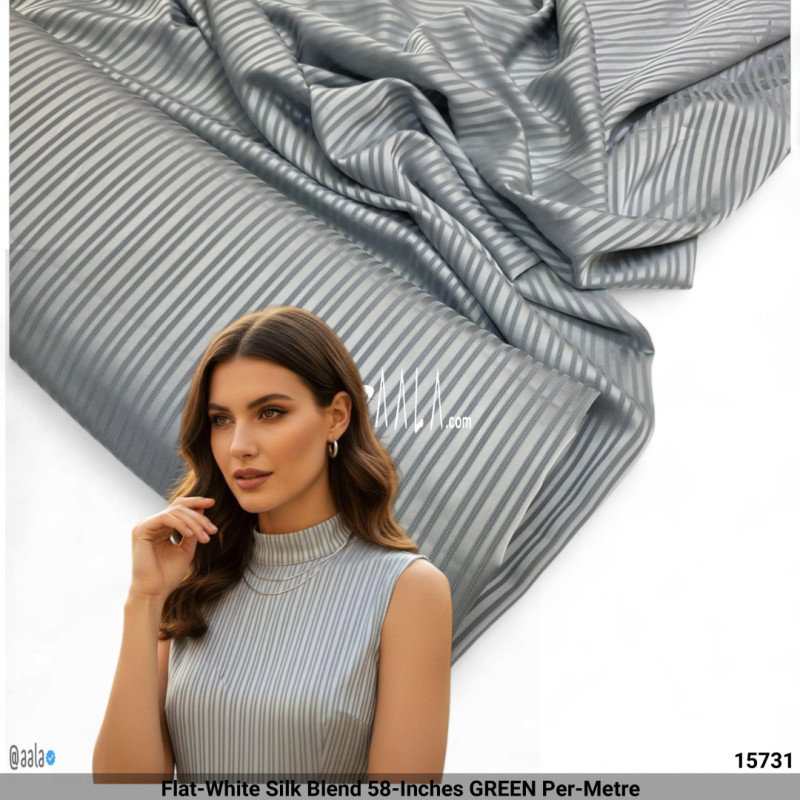Flat-White Silk Blend 58-Inches GREEN Per-Metre
