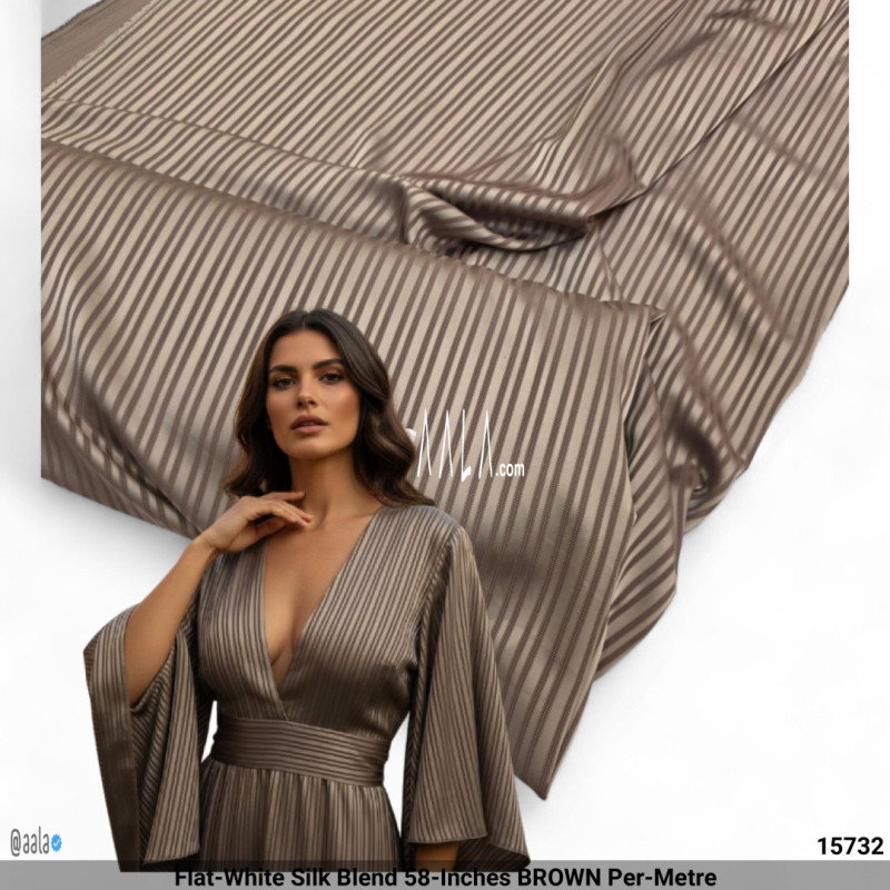 Flat-White Silk Blend 58-Inches BROWN Per-Metre