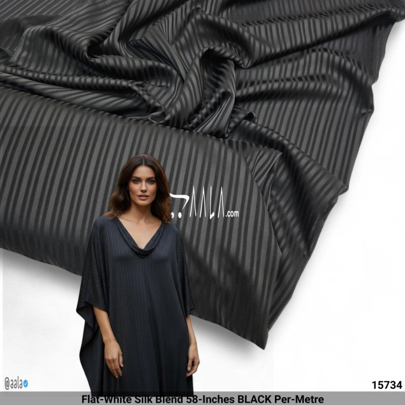 Flat-White Silk Blend 58-Inches BLACK Per-Metre