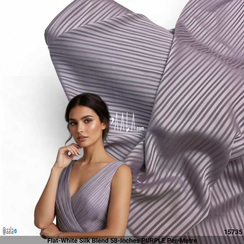 Flat-White Silk Blend 58-Inches PURPLE Per-Metre