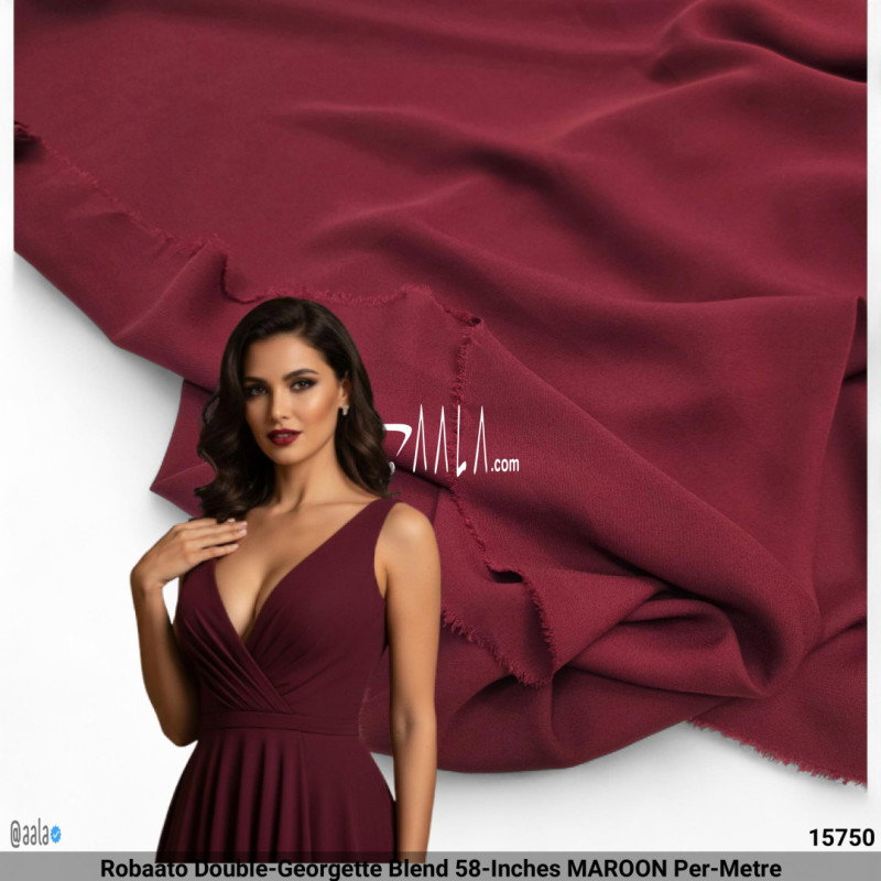 Robaato Double-Georgette Blend 58-Inches MAROON Per-Metre
