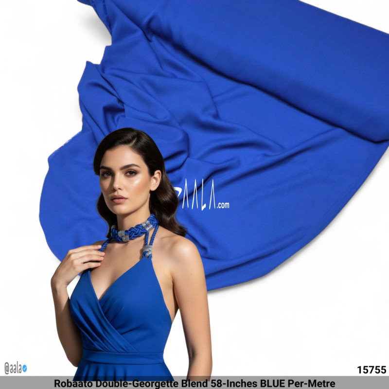 Robaato Double-Georgette Blend 58-Inches BLUE Per-Metre