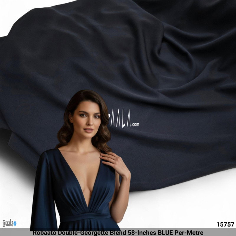 Robaato Double-Georgette Blend 58-Inches BLUE Per-Metre