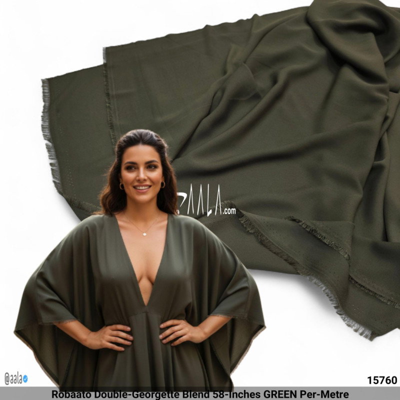 Robaato Double-Georgette Blend 58-Inches GREEN Per-Metre
