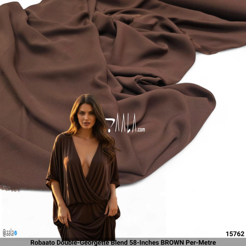 Robaato Double-Georgette Blend 58-Inches BROWN Per-Metre
