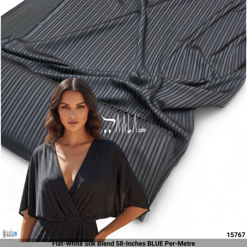 Flat-White Silk Blend 58-Inches BLUE Per-Metre