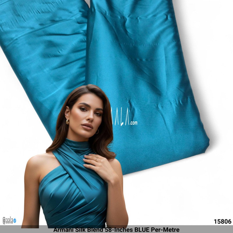 Armani Silk Blend 58-Inches BLUE Per-Metre