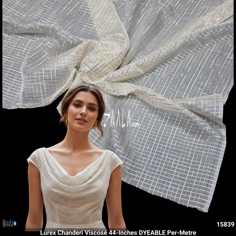 Lurex Chanderi Viscose 44-Inches DYEABLE Per-Metre