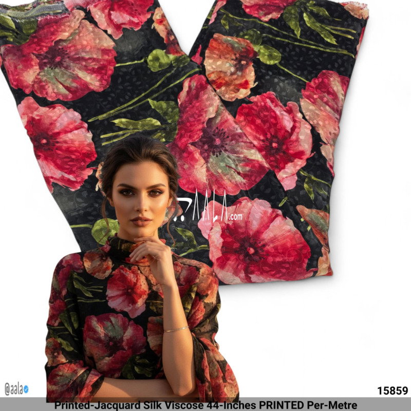 Printed-Jacquard Silk Viscose 44-Inches PRINTED Per-Metre