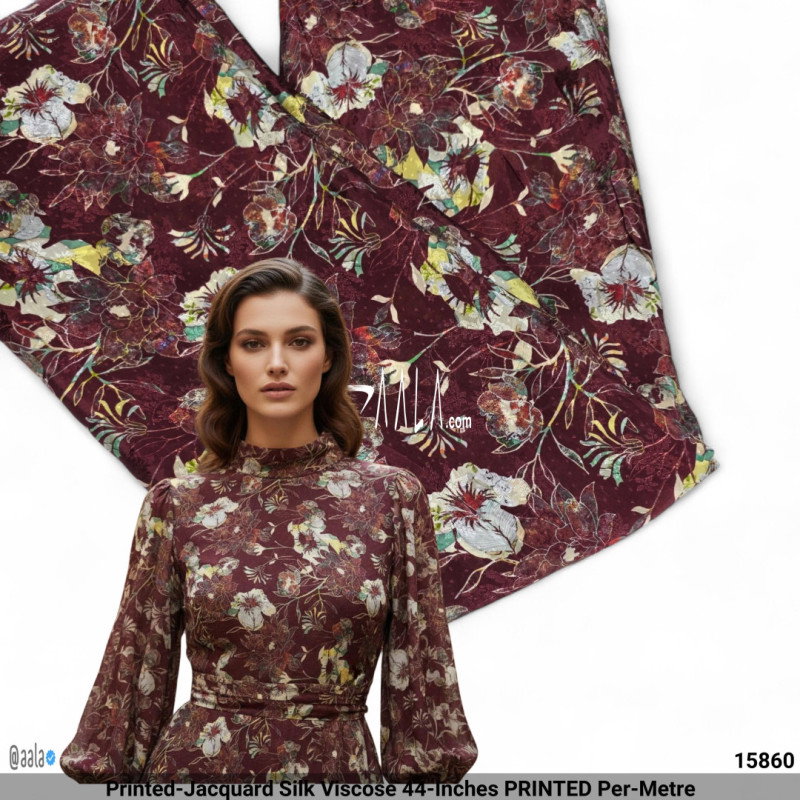 Printed-Jacquard Silk Viscose 44-Inches PRINTED Per-Metre