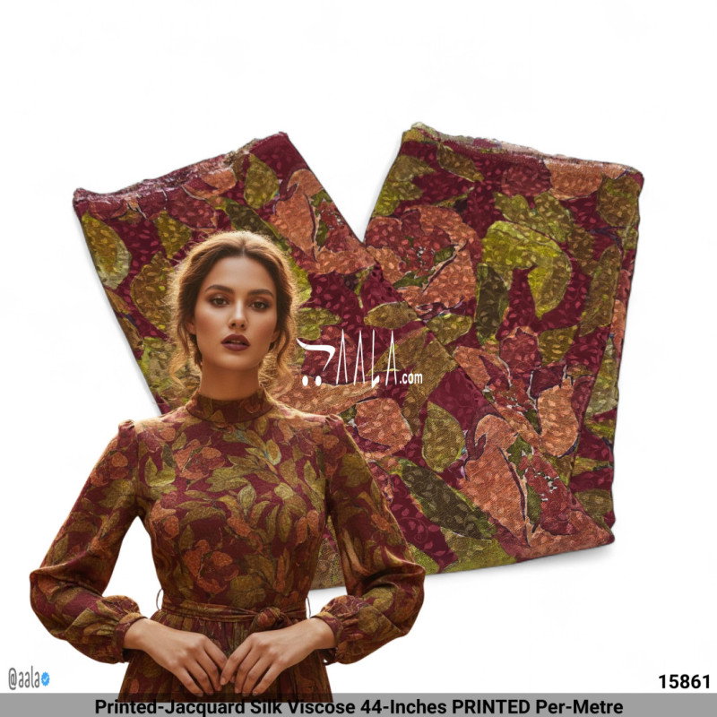 Printed-Jacquard Silk Viscose 44-Inches PRINTED Per-Metre