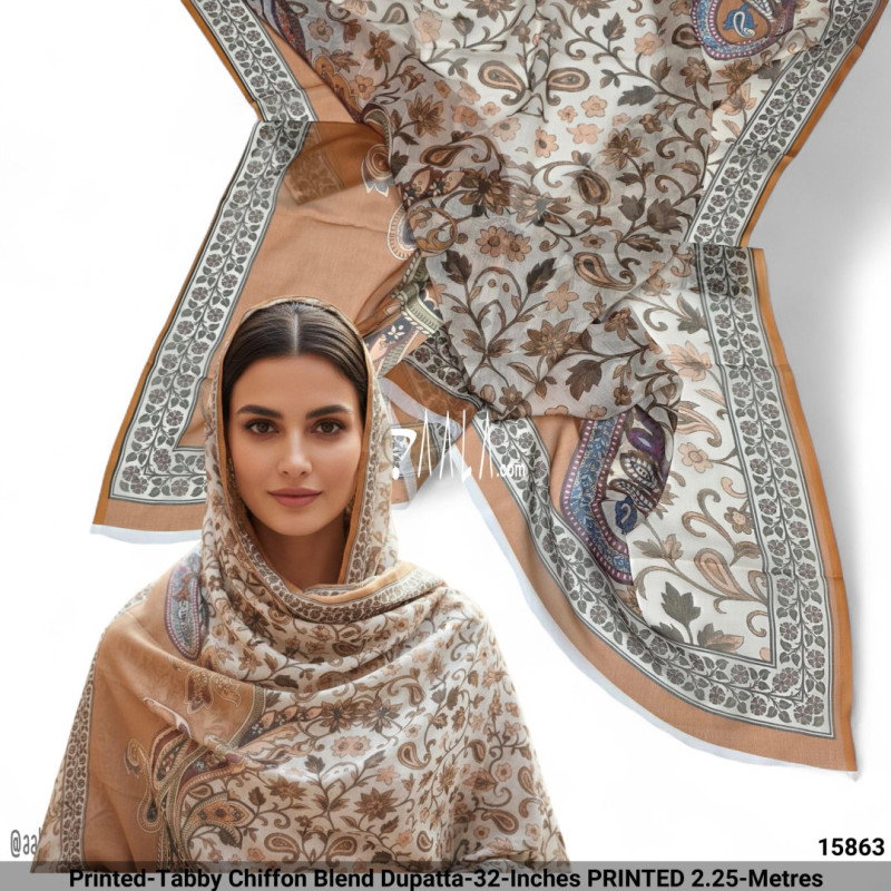 Printed-Tabby Chiffon Blend Dupatta-32-Inches PRINTED 2.25-Metres