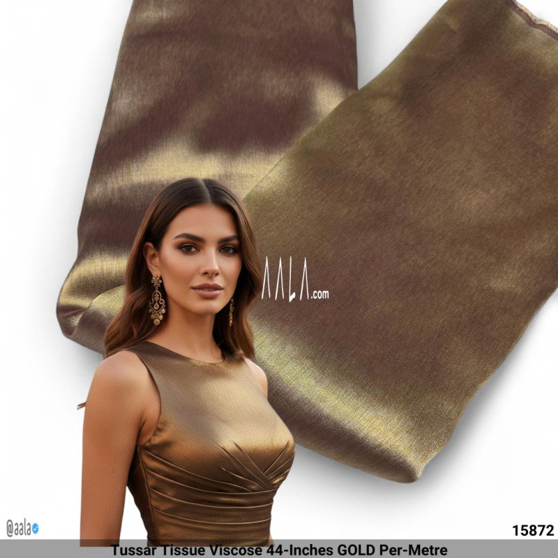 Tussar Tissue Viscose 44-Inches GOLD Per-Metre