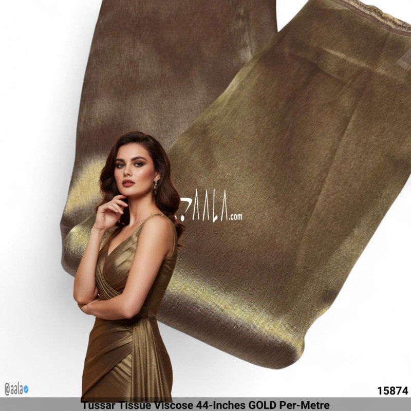 Tussar Tissue Viscose 44-Inches GOLD Per-Metre