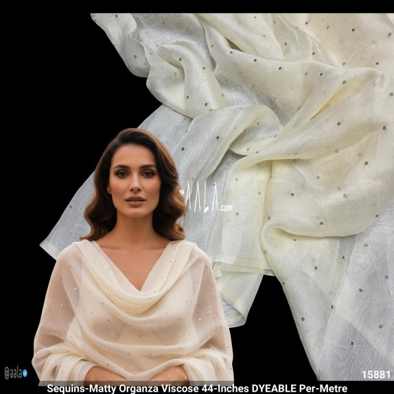 Sequins-Matty Organza Viscose 44-Inches DYEABLE Per-Metre