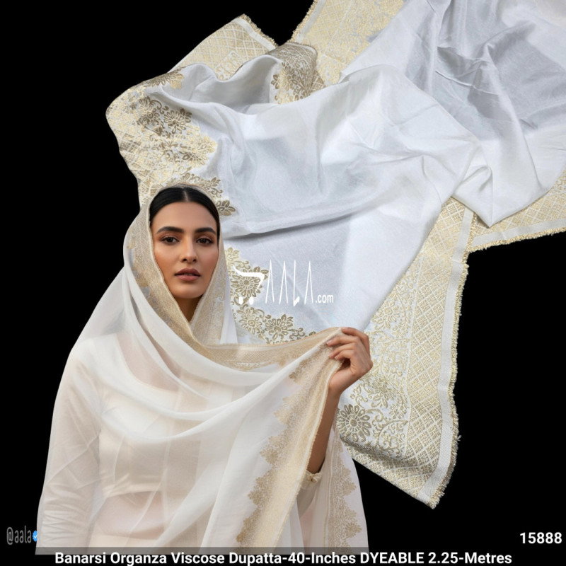Banarsi Organza Viscose Dupatta-40-Inches DYEABLE 2.25-Metres