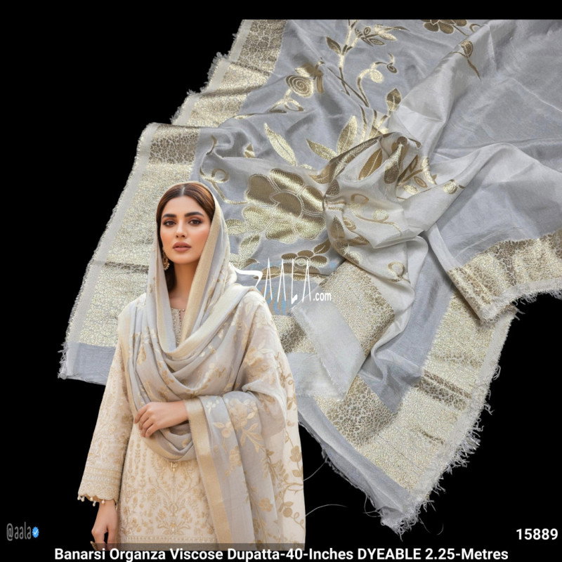 Banarsi Organza Viscose Dupatta-40-Inches DYEABLE 2.25-Metres