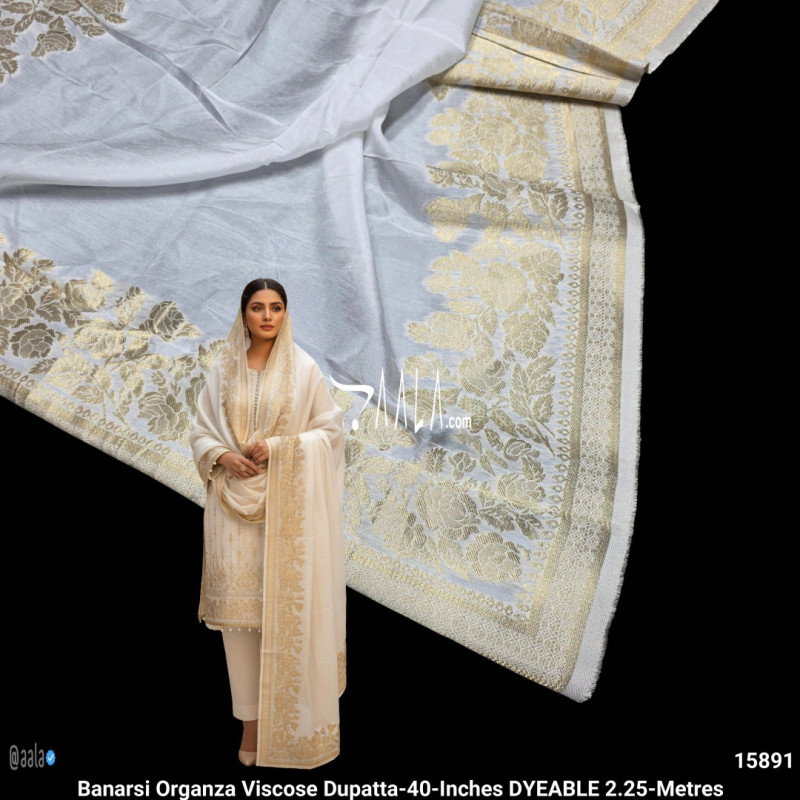 Banarsi Organza Viscose Dupatta-40-Inches DYEABLE 2.25-Metres