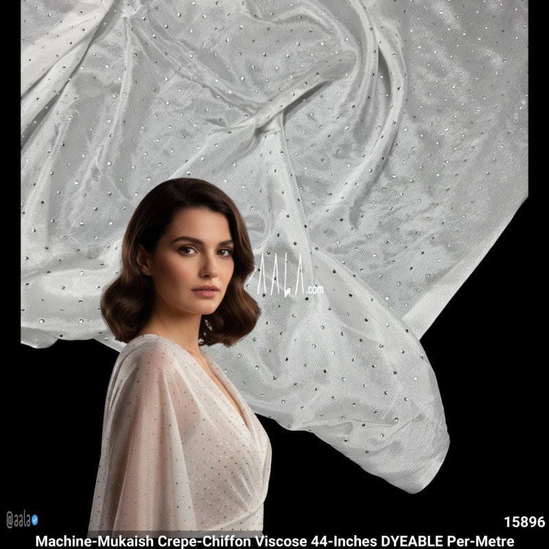 Machine-Mukaish Crepe-Chiffon Viscose 44-Inches DYEABLE Per-Metre