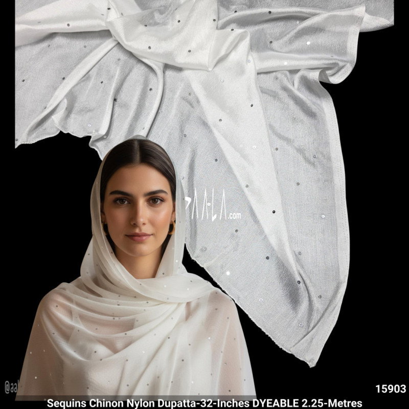 Sequins Chinon Nylon Dupatta-32-Inches DYEABLE 2.25-Metres