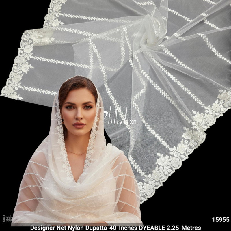 Designer Net Nylon Dupatta-40-Inches DYEABLE 2.25-Metres