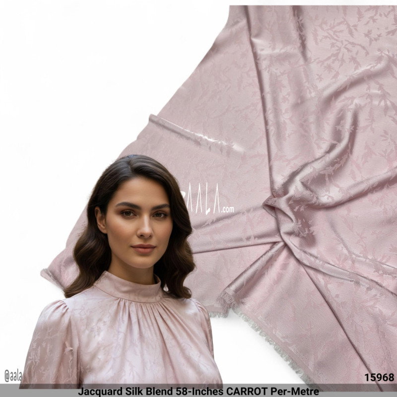 Jacquard Silk Blend 58-Inches CARROT Per-Metre