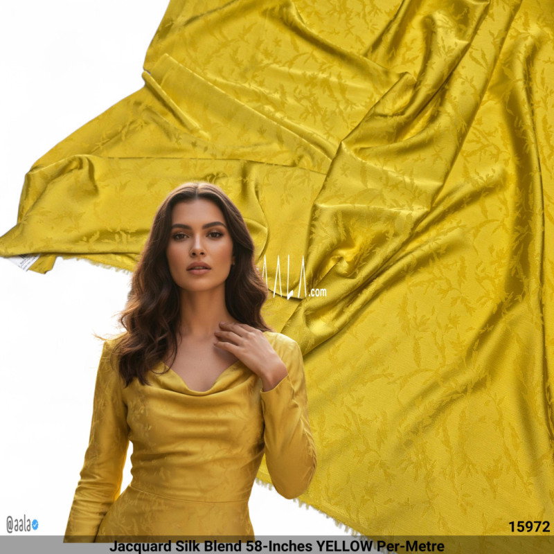 Jacquard Silk Blend 58-Inches YELLOW Per-Metre