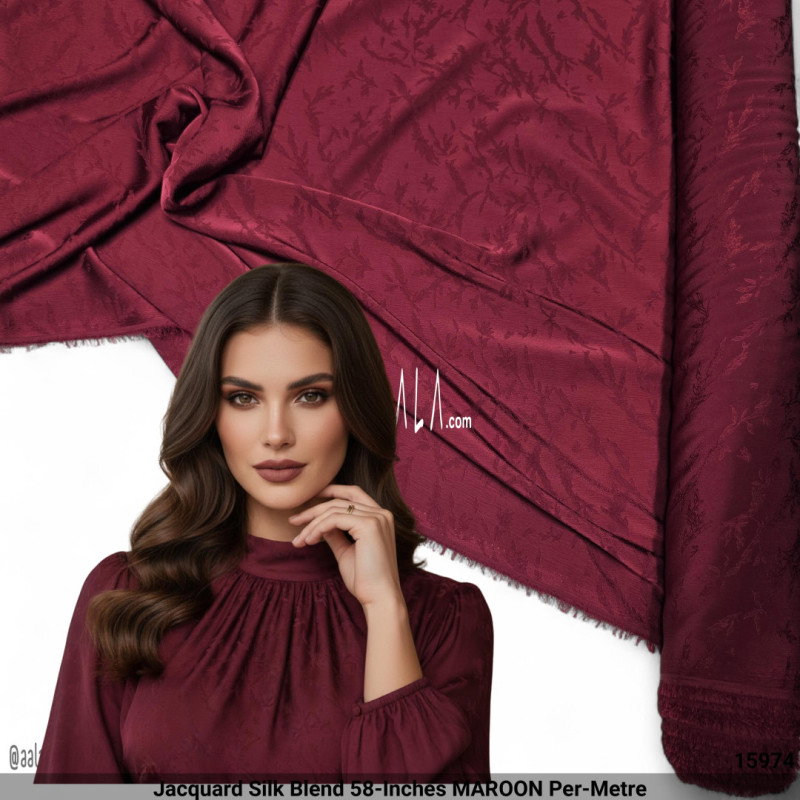 Jacquard Silk Blend 58-Inches MAROON Per-Metre