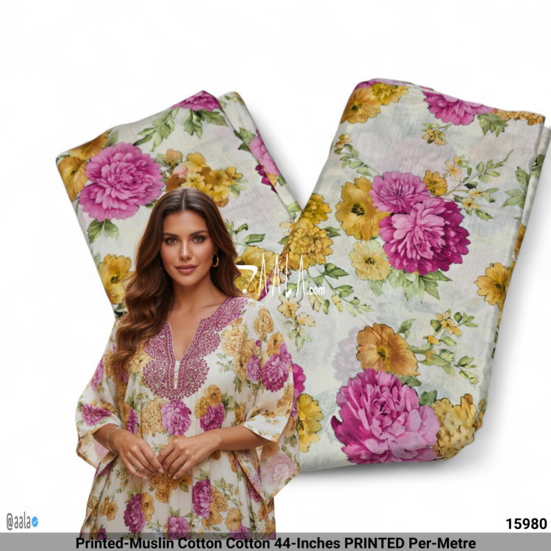 Printed-Muslin Cotton Cotton 44-Inches PRINTED Per-Metre
