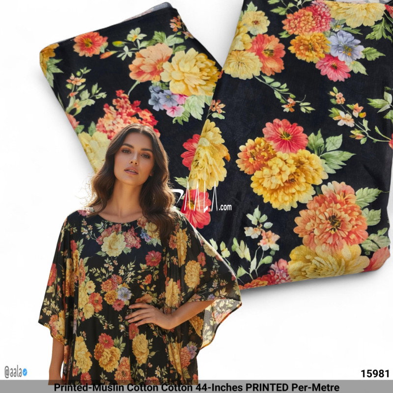 Printed-Muslin Cotton Cotton 44-Inches PRINTED Per-Metre