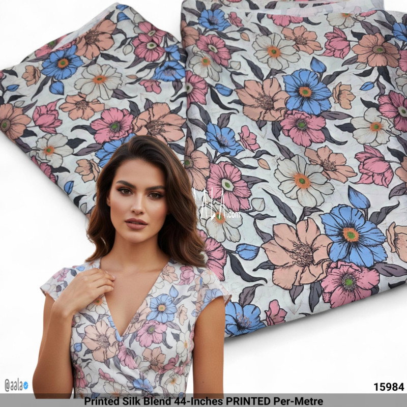 Printed Silk Blend 44-Inches PRINTED Per-Metre