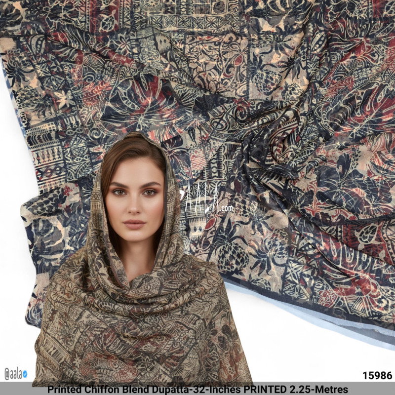 Printed Chiffon Blend Dupatta-32-Inches PRINTED 2.25-Metres