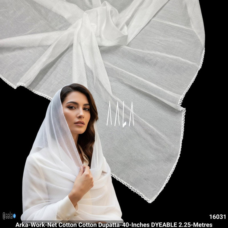 Arka-Work-Net Cotton Cotton Dupatta-40-Inches DYEABLE 2.25-Metres