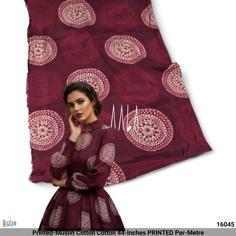 Printed-Muslin Cotton Cotton 44-Inches PRINTED Per-Metre