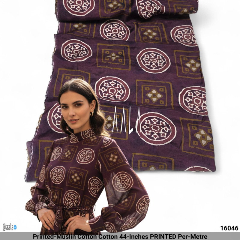 Printed-Muslin Cotton Cotton 44-Inches PRINTED Per-Metre