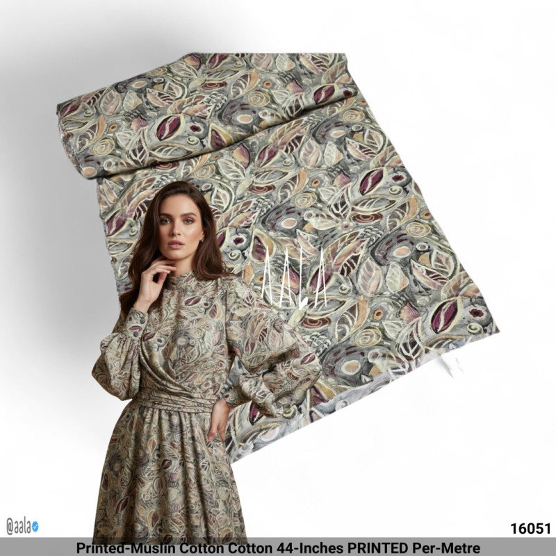 Printed-Muslin Cotton Cotton 44-Inches PRINTED Per-Metre