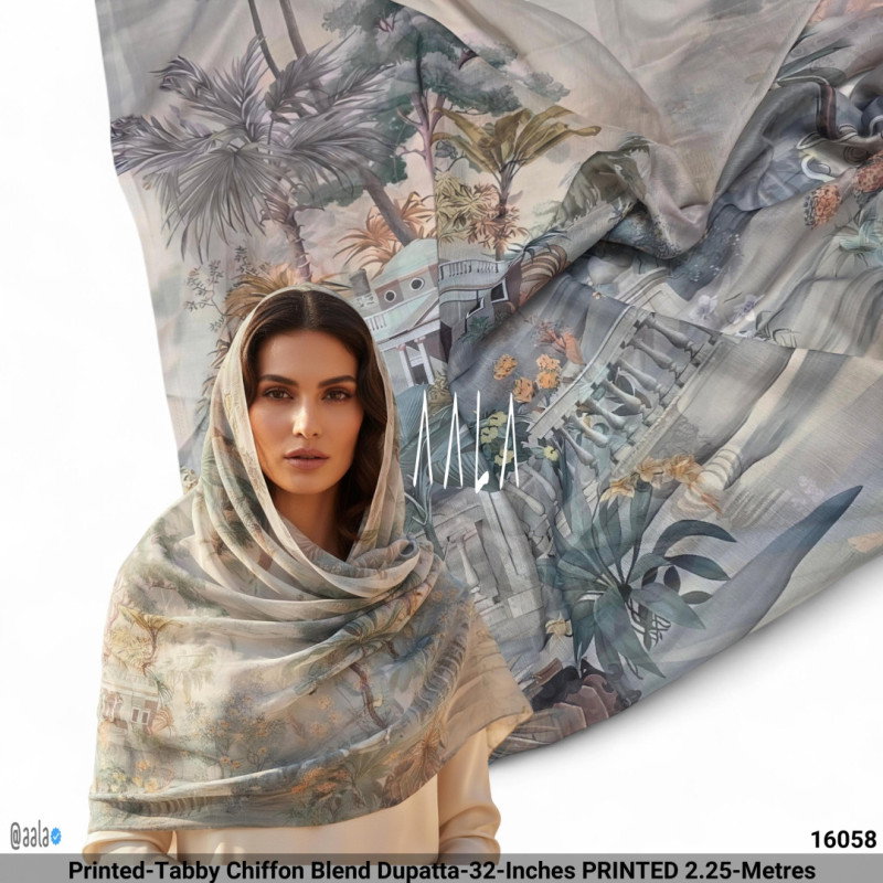 Printed-Tabby Chiffon Blend Dupatta-32-Inches PRINTED 2.25-Metres